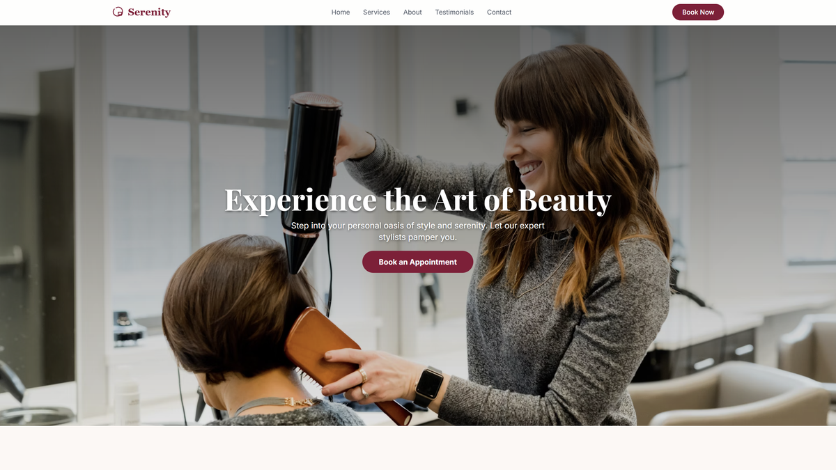 Serenity Salon template preview
